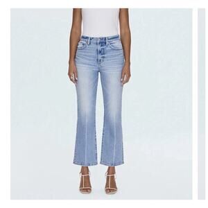 Pistola Women’s Light Wash High Rise Crop Flare Jeans Size 24 Boho Preppy